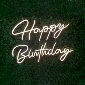 Sıcak Beyaz Renkli El Yazısı Happy Birthday Led Neon Tabela