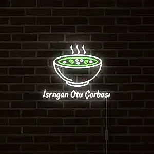 Yeşil Isırgan Otu Figürlü Dekoratif Led Neon Tabela