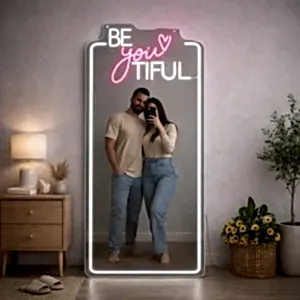 Led Neon Işıklı Dekoratif Ayna Tasarımı